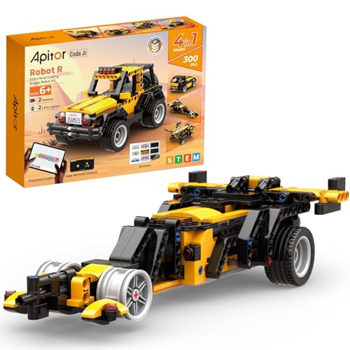 Apitor Robot R 4-in-1 Beginner STEM Building Kit - App Controlled (300 Pcs, Ages 6-12)